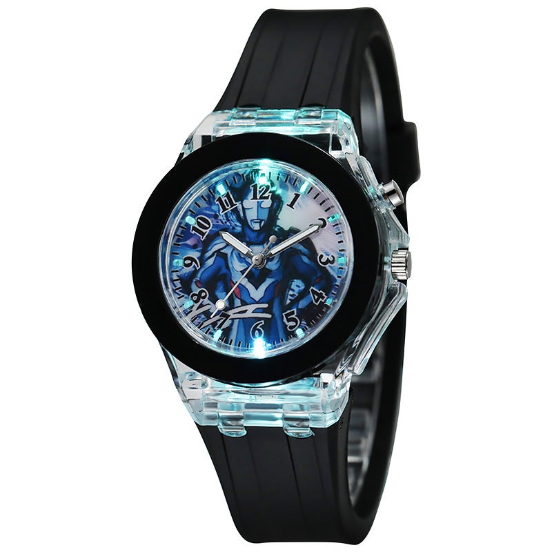 Kids Cartoon Watch Silicone LED Glow Black Zeta 