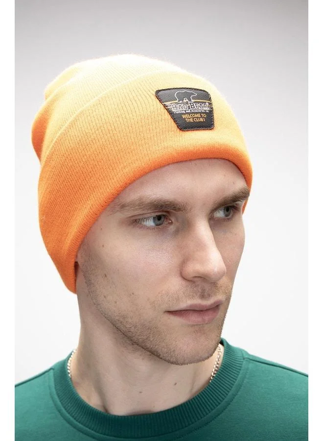 Bad Bear Star Orange Unisex Beanie.