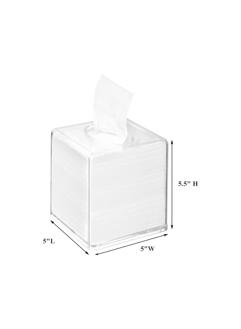 SOLARAE Square Tissue Dispenser Box, Clear Facial Acrylic Tissue Box Holder, Cover Napkin Organizer for Dryer Sheets, Bathroom, Desks, Countertop, Vanity, Bedroom Dressers, Kitchen Office Room(2 Pack) - Image 2