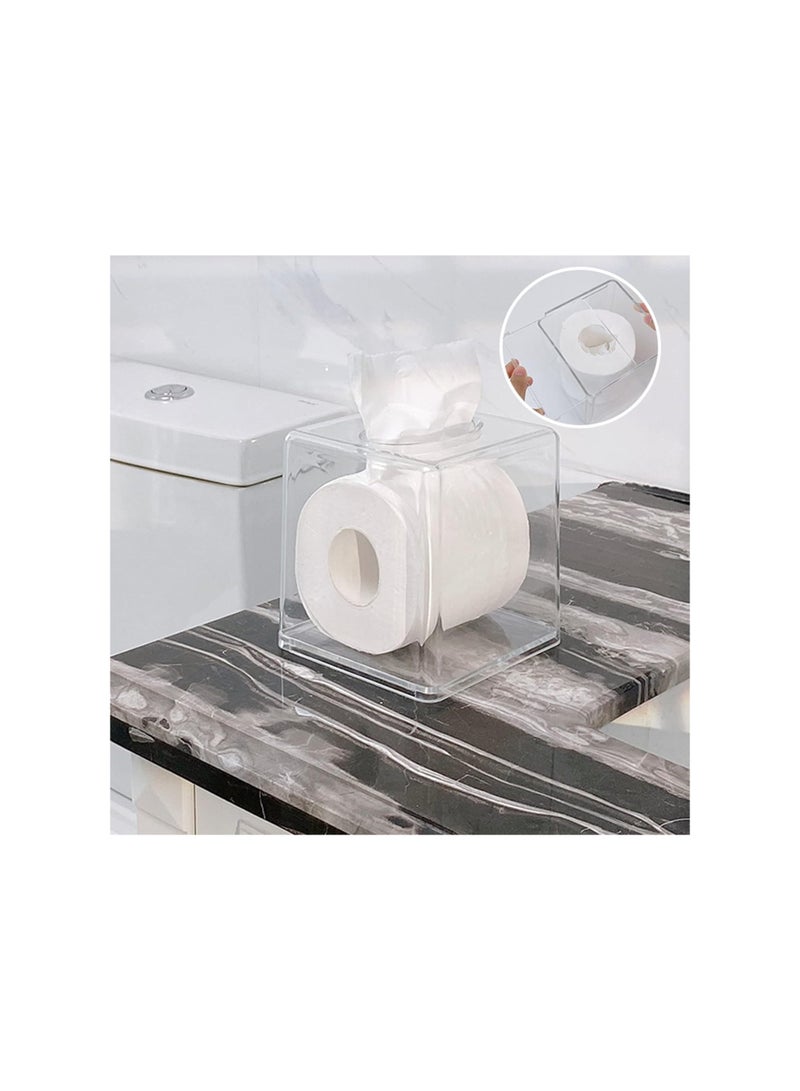 SOLARAE Square Tissue Dispenser Box, Clear Facial Acrylic Tissue Box Holder, Cover Napkin Organizer for Dryer Sheets, Bathroom, Desks, Countertop, Vanity, Bedroom Dressers, Kitchen Office Room(2 Pack) - Image 4