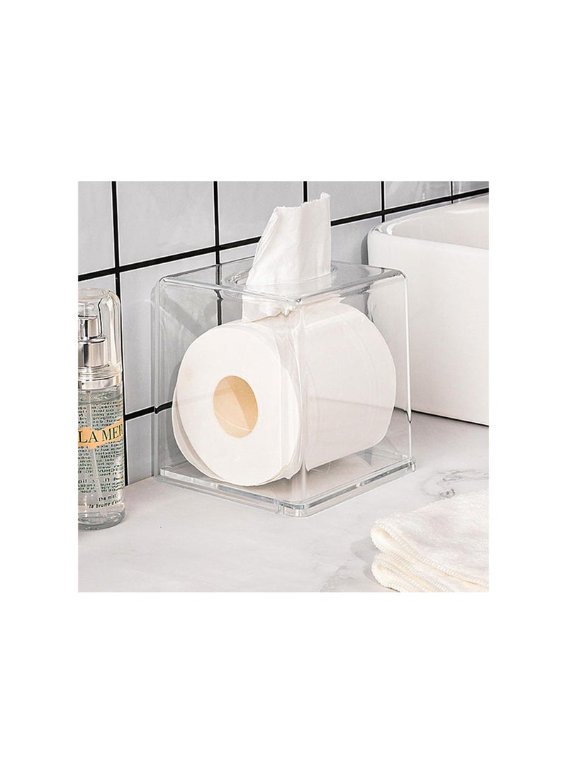 SOLARAE Square Tissue Dispenser Box, Clear Facial Acrylic Tissue Box Holder, Cover Napkin Organizer for Dryer Sheets, Bathroom, Desks, Countertop, Vanity, Bedroom Dressers, Kitchen Office Room(2 Pack) - Image 5