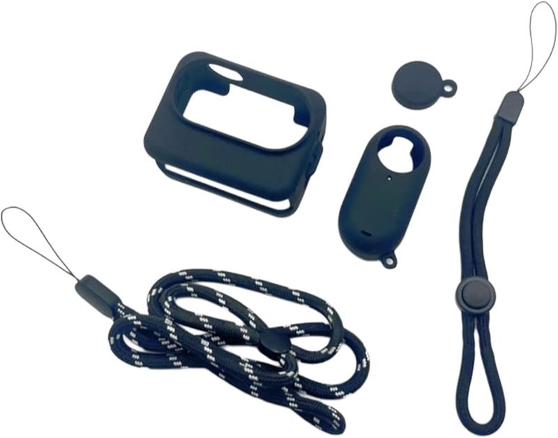 Black Silicone Cover Set for 360 GO3 Camera Protective Case with Lanyard - Image 2