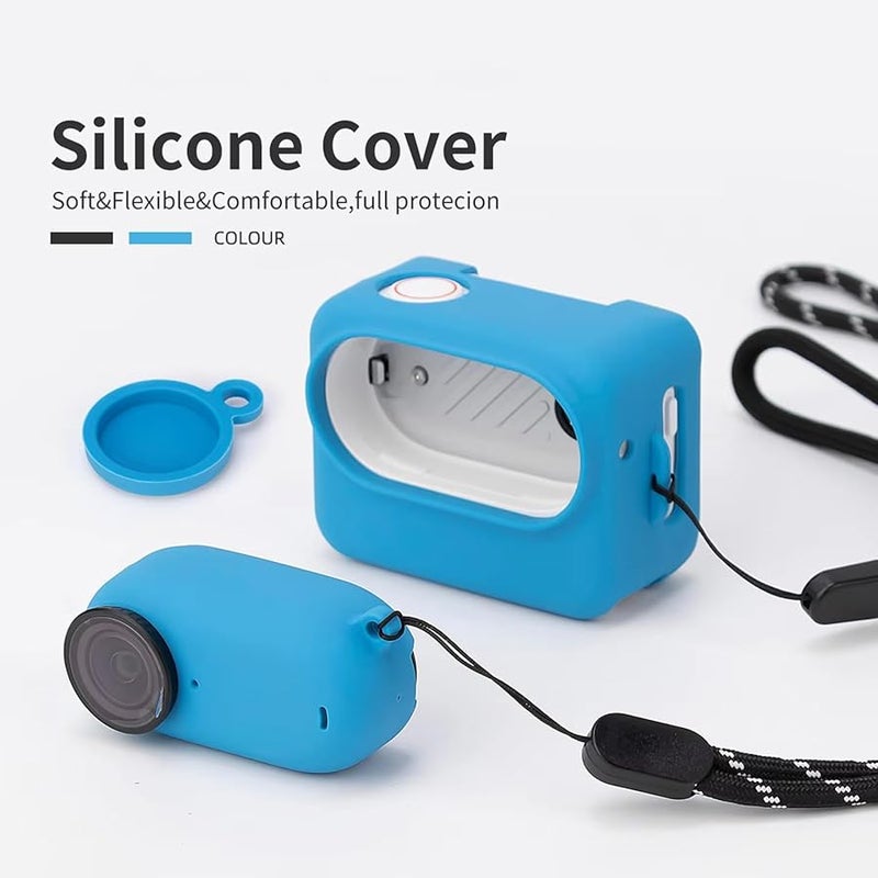 Black Silicone Cover Set for 360 GO3 Camera Protective Case with Lanyard - Image 3