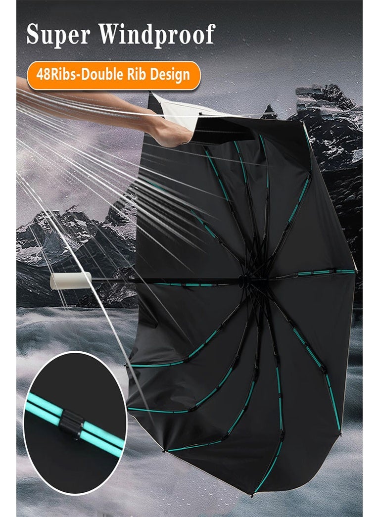 Arabest Large Double-Ribs Umbrella Automatic Folding Umbrella for Women Men, Travel, UPF 50+ UV Protection - Image 5