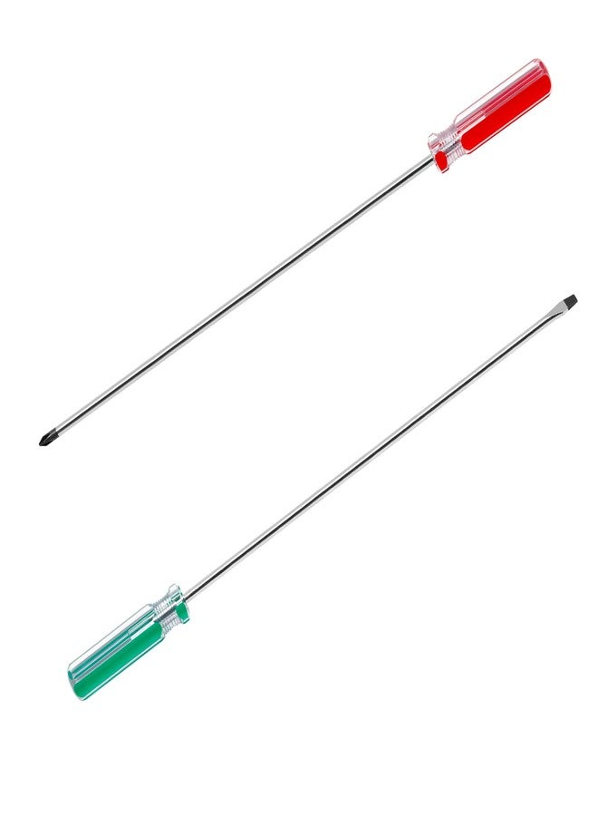 Rierdge 2 PCS Magnetic Screwdriver Set, Magnetic 6mm Phillips and Flat Head Tips Screwdriver with 12” Steel Shaft for Repair Home Improvement - Image 1