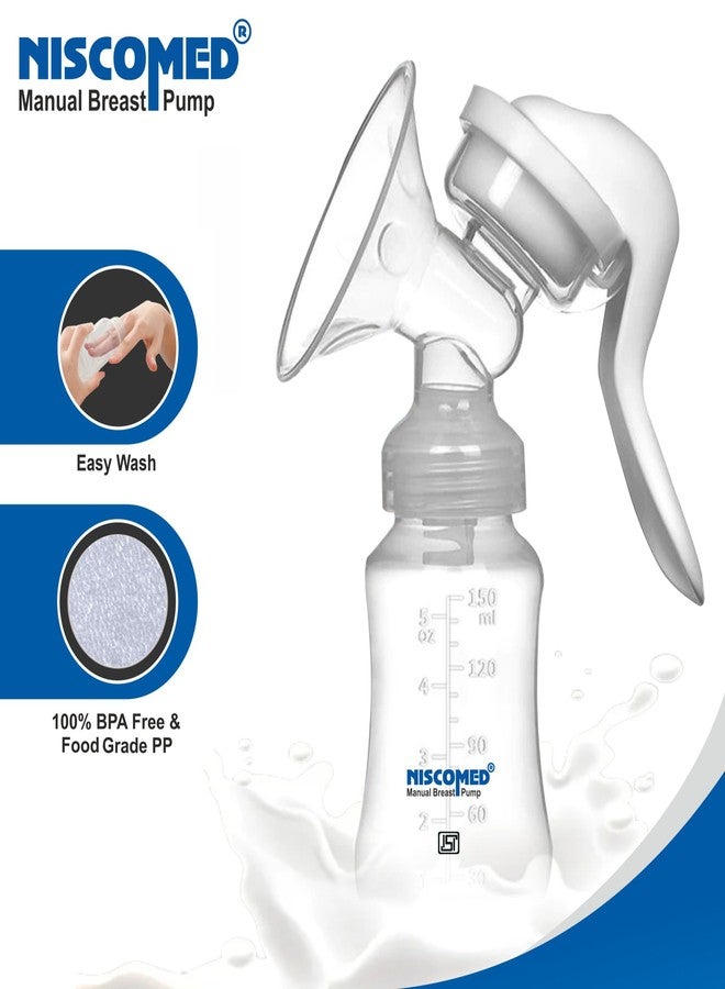 NISCOMED Manual Breast Pump for Breastfeeding & Lactating Mothers | BPA Free Portable Hand Breast Pump | Soft Silicone Cushion Milk Pump - Image 3