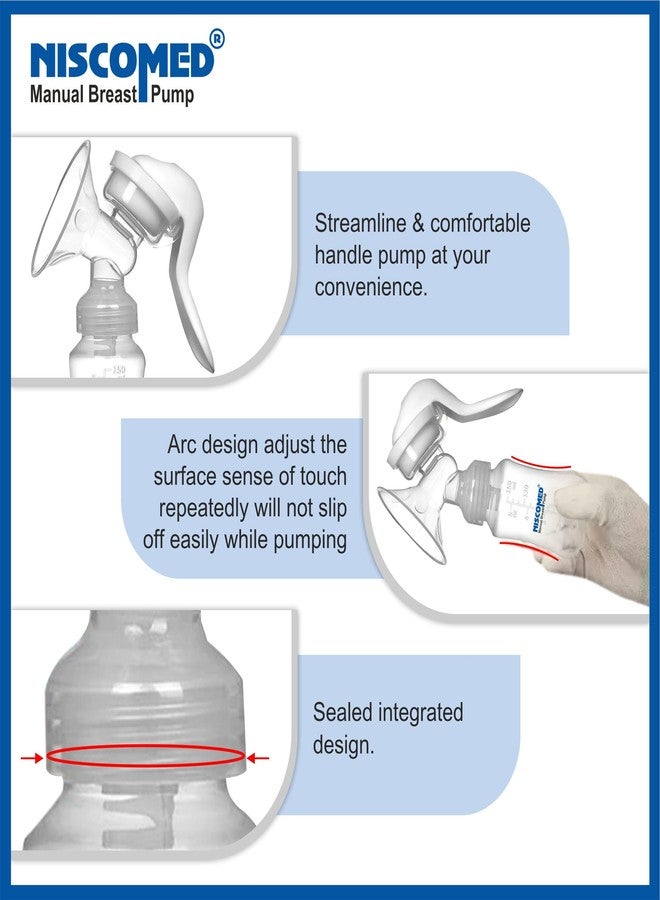 NISCOMED Manual Breast Pump for Breastfeeding & Lactating Mothers | BPA Free Portable Hand Breast Pump | Soft Silicone Cushion Milk Pump - Image 5