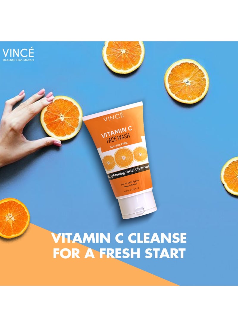 VINCE Vitamin C Face Wash – Deep Cleanses, Brightens, and Moisturizes Skin – Fades Dark Spots, Sunspots & Blemishes – Removes Dirt, Impurities, and Reveals Radiant, Even-Toned Skin, 120ml  - Image 5