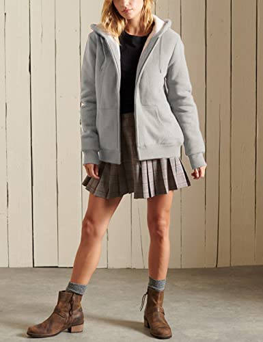 Yeokou Women's Casual Full Zip Up Sherpa Lined Hoodie Sweatshirt Jacket Coat (XS, Light Grey) - Image 3