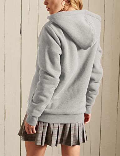 Yeokou Women's Casual Full Zip Up Sherpa Lined Hoodie Sweatshirt Jacket Coat (XS, Light Grey) - Image 4