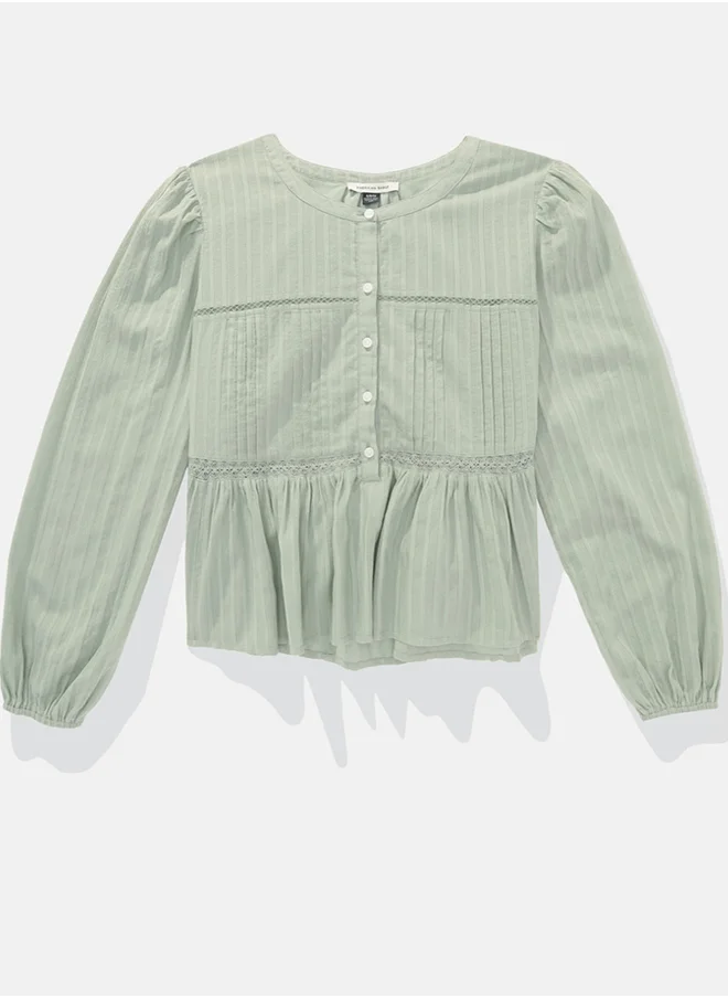 American Eagle Babydoll Balloon Sleeve Blouse