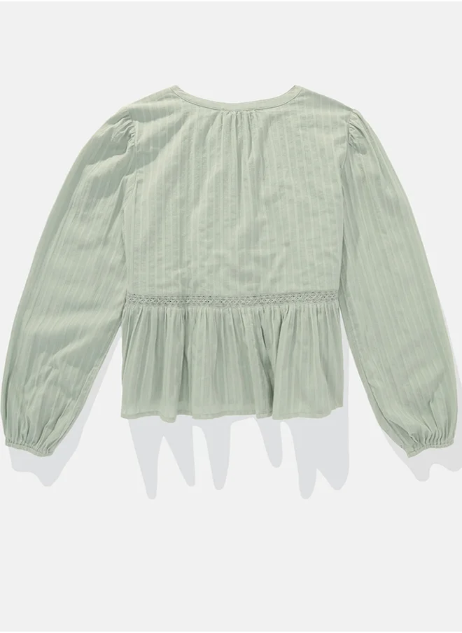 American Eagle Babydoll Balloon Sleeve Blouse