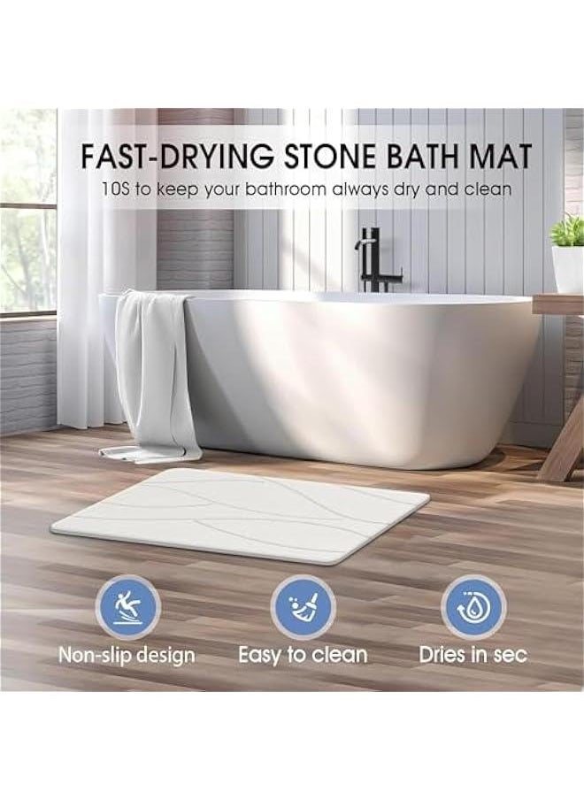 HOOKOR Stone Bath Mat for Bathroom,Diatomite Bath Stone Mat Super Absorbent Quick Drying，Non-Slip Stone Bath Mat for Bathroom Shower, Super Absorbent Shower Sone Mat (02 Light Grey)  - Image 2