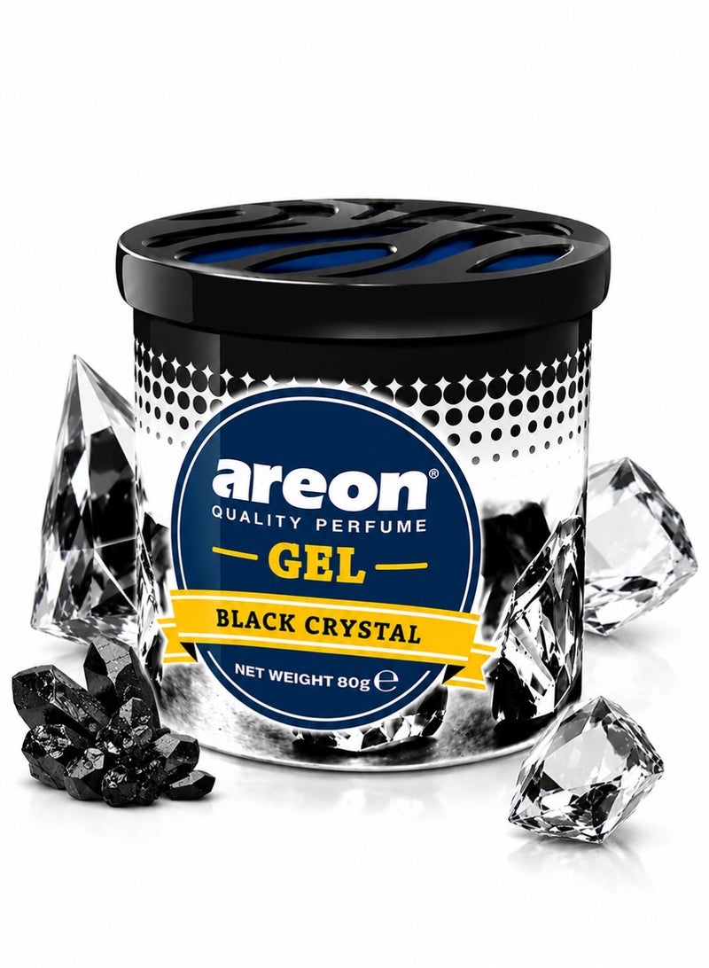 Areon Gel Air Freshener Black Crystal 80g Car Air Freshener Can, Long Lasting Gel Fragrance, Car Interior Odor Eliminator, Air Freshener for Car Home Office Bathroom Wardrobe, Spill Free Gel, Premium Scent, Deodorizer Freshener - Image 1