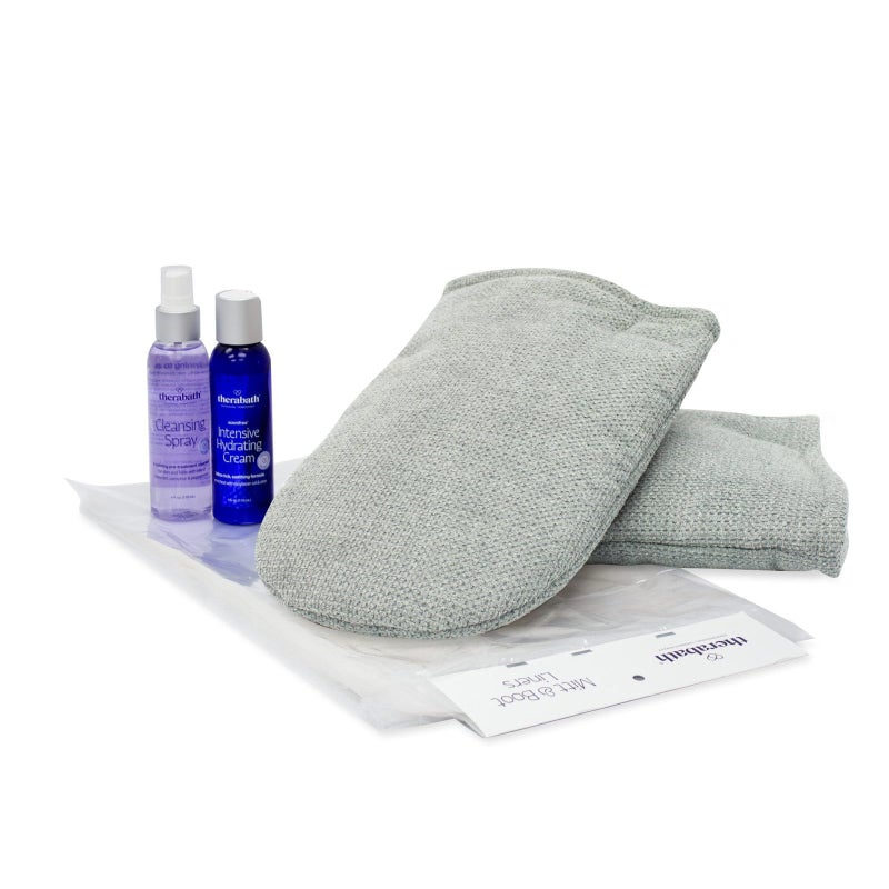 therabath مجموعة Therabath Hand ComforKit لحمام الشمع البارافين، علاج التهاب المفاصل والبشرة، تشمل 2 قفازات معزولة، 100 بطانة، 4 أوقيات من رذاذ ما قبل العلاج وكريم ترطيب مكثف، للاستخدام المنزلي والسبا، صنع في الولايات المتحدة - Image 1