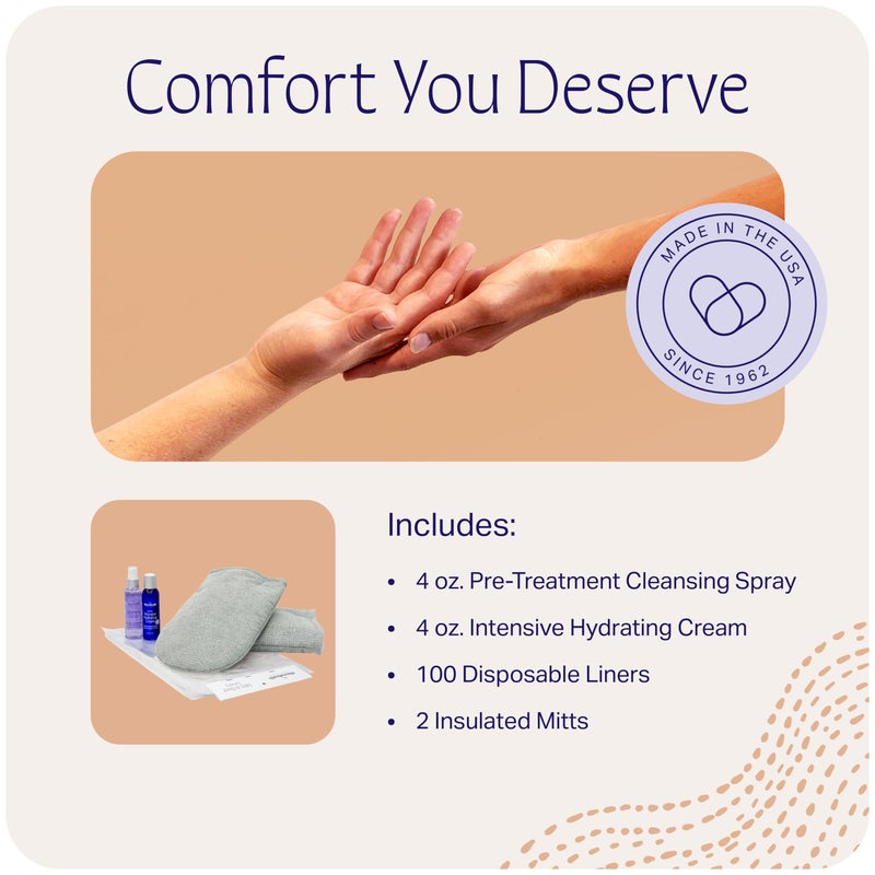 therabath مجموعة Therabath Hand ComforKit لحمام الشمع البارافين، علاج التهاب المفاصل والبشرة، تشمل 2 قفازات معزولة، 100 بطانة، 4 أوقيات من رذاذ ما قبل العلاج وكريم ترطيب مكثف، للاستخدام المنزلي والسبا، صنع في الولايات المتحدة - Image 3