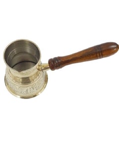 Royal Brass Turkish Coffee Warmer Turkish Style Brass Coffee Pot with Wooden Handle, Gold Brass Coffee Warmer 10 Centimeter  - Image 3