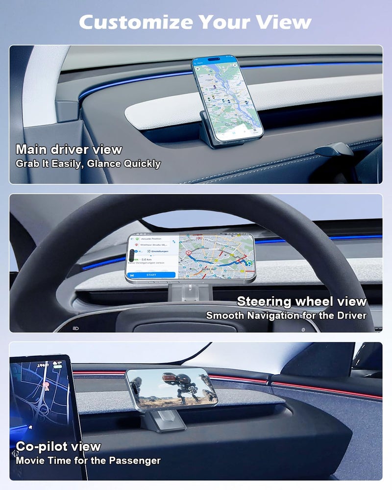 CloudValley Magnetic Phone Mount for Tesla Model 3 Highland Model Y Juniper, Strong Grip, 360Â° Adjustable, Dashboard Car Holder 2025, Compatible with iPhone MagSafe 17/16/15/14/13/12 - Image 3