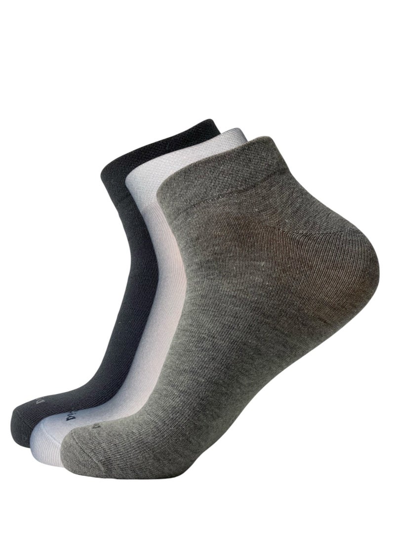 كلوزيا باك ٣ قطع شراب رجالي هاف سوكيت ابيض - رمادي - اسود