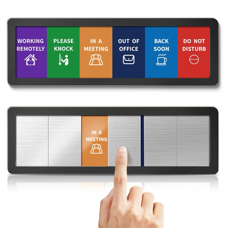 EliteSign Office Door Signs-Meeting in Progress Door Sign with 6 Options, Do Not Disturb, In a Meeting, Out of Office, Please Knock, Working from Home, Back Soon, Business Privacy Sign Shows the Status of the Person Inside the Room - Image 1