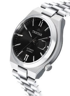 Tristar NJ Series Men's Automatic Watch Black Index Dial Stainless Steel Bracelet Wrist Watch for Men  - Image 2