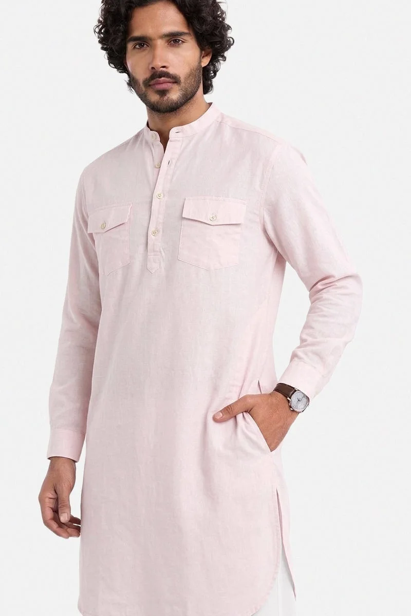 سنيتش Pastel Pink Solid Long Sleeve Regular Fit Shirt