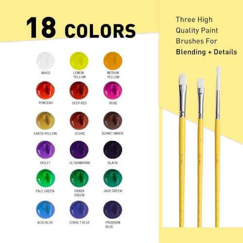 HIMI Gouache Paints Set, 18 Colors, 30g, jelly gouache paint set, Non Toxic Paint for Canvas and Paper, Art Supplies for Professionals, and More (Yellow Case) - Image 3