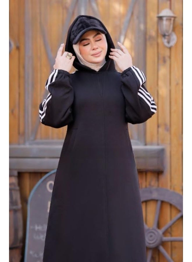Women's winter hoodie, cotton, anti-pilling, Melton style - modest and stylish casual design - soft and comfortable for everyday wear - Size 1 (60-85 kg) & Size 2 (85-120 kg) - Image 2