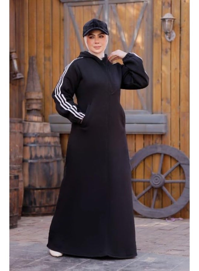 Women's winter hoodie, cotton, anti-pilling, Melton style - modest and stylish casual design - soft and comfortable for everyday wear - Size 1 (60-85 kg) & Size 2 (85-120 kg) - Image 3