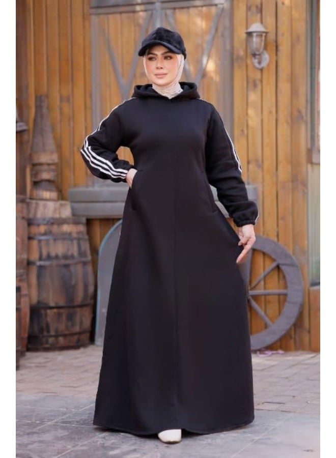 Women's winter hoodie, cotton, anti-pilling, Melton style - modest and stylish casual design - soft and comfortable for everyday wear - Size 1 (60-85 kg) & Size 2 (85-120 kg) - Image 4