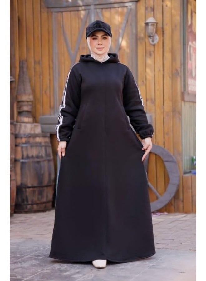 Women's winter hoodie, cotton, anti-pilling, Melton style - modest and stylish casual design - soft and comfortable for everyday wear - Size 1 (60-85 kg) & Size 2 (85-120 kg) - Image 5