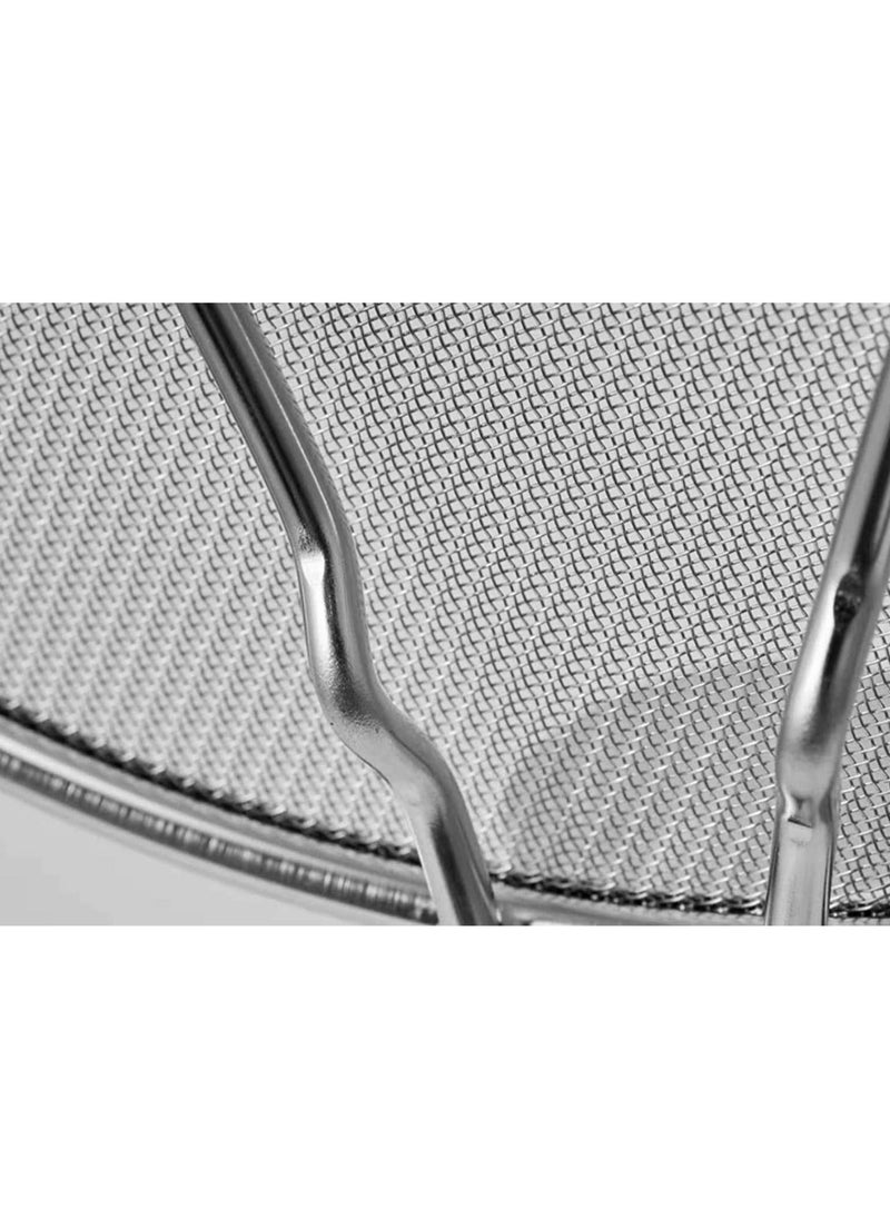 Excefore - Grease Splatter Screen for Frying Pan, Splatter Guard with Silicone Handle, Stops 99% Hot Oil Splash, Stainless Steel Fine Mesh Oil Shield with Resting Feet and Keeps Kitchen Clean - Image 1