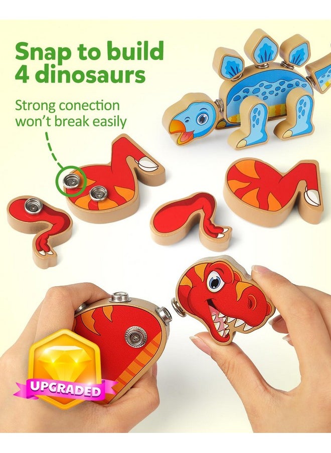 Coogam Coogam Dinosaur Snap Together Building Toys, Wooden Take Apart Dinosaur Playset, STEM Montessori Educational Fine Motor Skill Toy Gift for 3 4 5 Years Old Kids  - Image 2