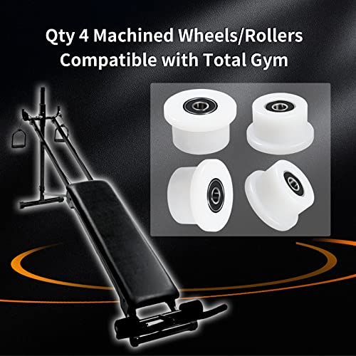 Vsttar Qty.4 Machined Wheels/Rollers Compatible Total Gym Replacement, Fits Models 1000,1100,1400,1500,1600,1700,1800,1900,Achiever,Force,Gold,Max,Platinum,Platinum Plus,Pro,Supra, Supreme,Ultima,Ultra,XLI - Image 2