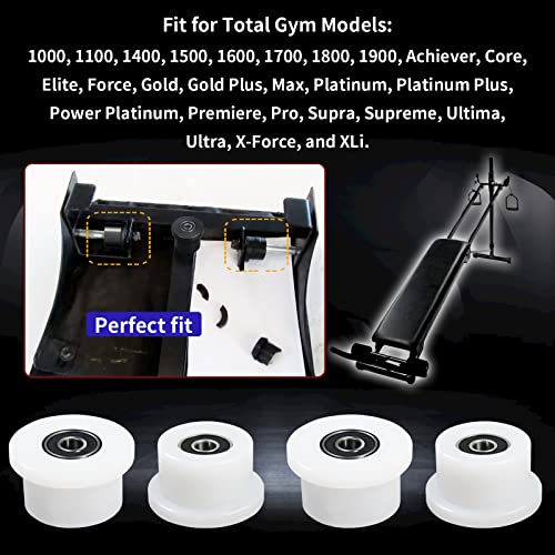 Vsttar Qty.4 Machined Wheels/Rollers Compatible Total Gym Replacement, Fits Models 1000,1100,1400,1500,1600,1700,1800,1900,Achiever,Force,Gold,Max,Platinum,Platinum Plus,Pro,Supra, Supreme,Ultima,Ultra,XLI - Image 3