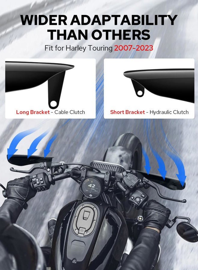 Benlari Stainless Steel Handguards, Larger Hand Guards Fit for Harley Sportster Touring Street Glide Road King Electra Glide 2007-2023, Upgrade Bracket Fit for Hydraulic Clutch & Cable Clutch Style - Image 3