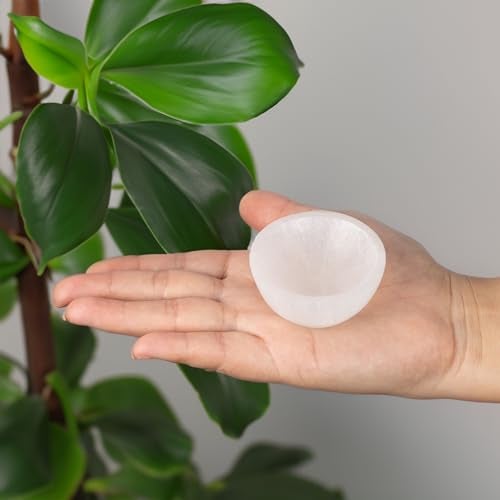 Wish Well Selenite Bowl for Charging Crystals 2.25" Mini Bowl Ideal for Cleansing & Healing Stones - Protection Crystals - Mined & Crafted in Morocco Spiritual Gift & Decor - Image 2