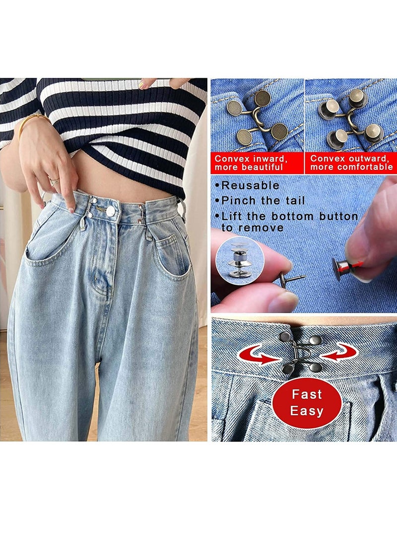 Excefore Upgraded Adjustable Nail-Free Waist Buckles, Premium 4 Sets Adjustable Waist Buckle Extender Set Jeans Extender Waist Extender Button for Pants Jeans, Black - Image 5