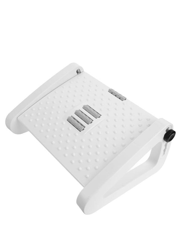 PENG GENERAL Foot Rest Under Desk at Work , Ergonomic 6-Height Adjustable footrest with Massage Rollers White - Image 1