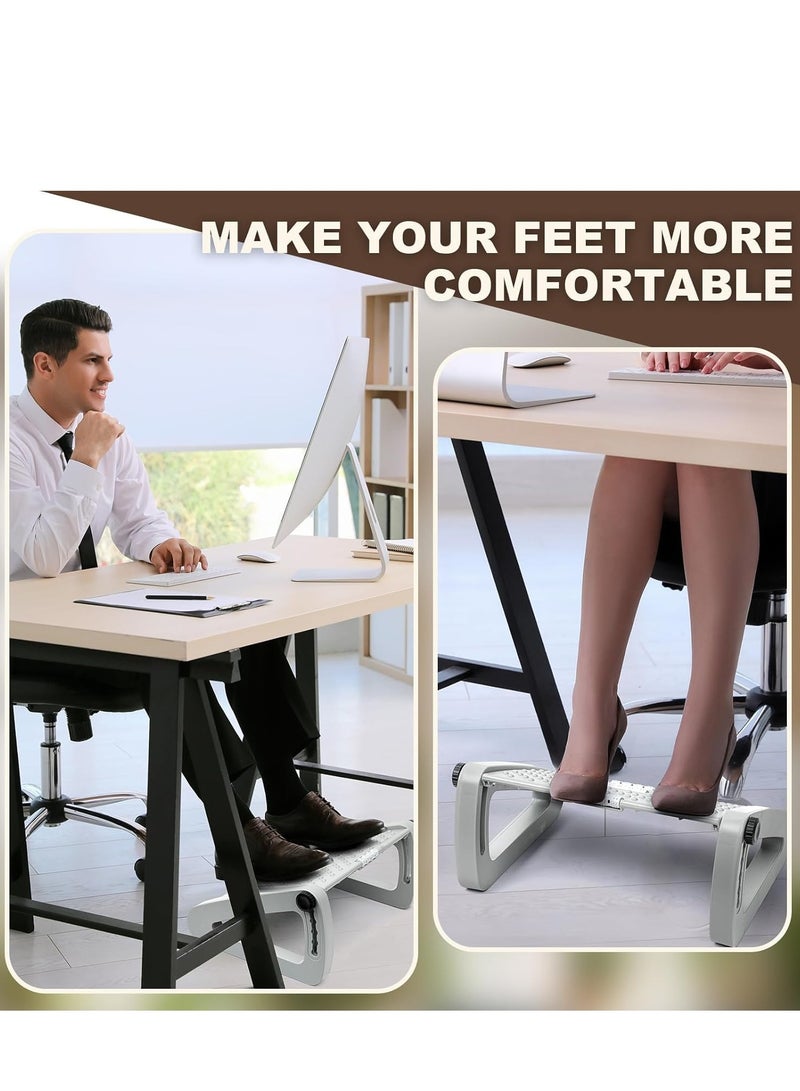 PENG GENERAL Foot Rest Under Desk at Work , Ergonomic 6-Height Adjustable footrest with Massage Rollers White - Image 3