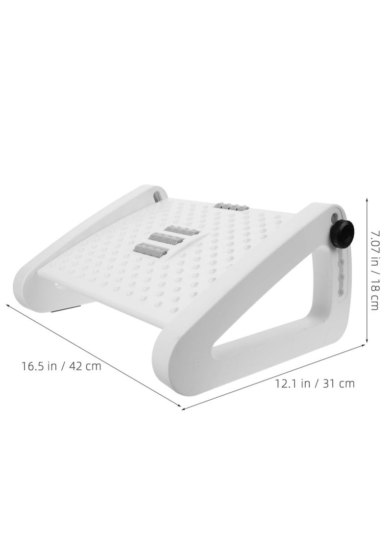 PENG GENERAL Foot Rest Under Desk at Work , Ergonomic 6-Height Adjustable footrest with Massage Rollers White - Image 5