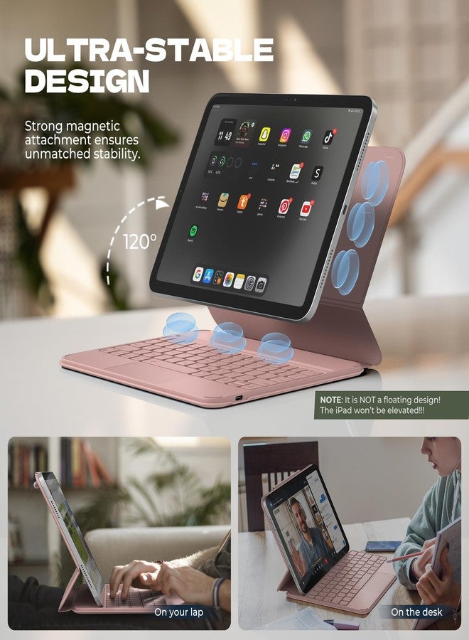 Dexnor for iPad (A16) 11th/10th Generation Case with Keyboard Ultra-Light Magnetic Detachable Folio Keyboard Cover Multi-Touch Trackpad Backlit for iPad 10th Gen 10.9" (2022)/11th Gen (2025), Pink - Image 3