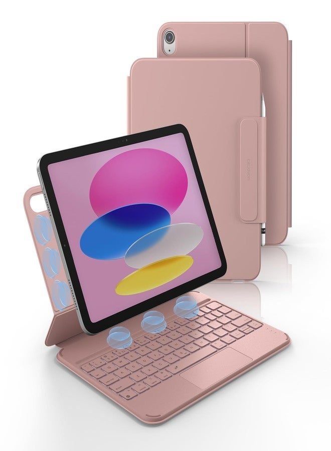 Dexnor for iPad (A16) 11th/10th Generation Case with Keyboard Ultra-Light Magnetic Detachable Folio Keyboard Cover Multi-Touch Trackpad Backlit for iPad 10th Gen 10.9" (2022)/11th Gen (2025), Pink - Image 1