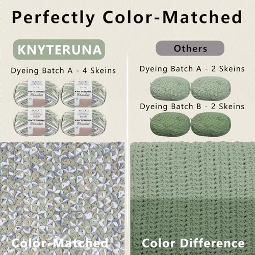 Knyteruna #6 Super Bulky Blanket Yarn for Crocheting - 4 Skeins(Each 10.5oz/300g, 220yds/201m), Chunky Chenille Thick Plush Big Soft Yarn for Crocheting Knitting Blankets, Multi Coffee & White - Image 3