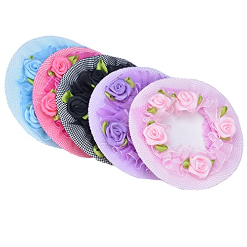 IRIIRIO 5pcs Colored Hair Nets Hair Snood Flower Edge Elastic Band Bun Cover for Ballet Dancer Skating Gymnastics Performance Dancers Hair Accessories - Image 1
