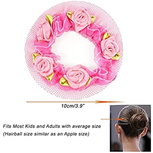 IRIIRIO 5pcs Colored Hair Nets Hair Snood Flower Edge Elastic Band Bun Cover for Ballet Dancer Skating Gymnastics Performance Dancers Hair Accessories - Image 5