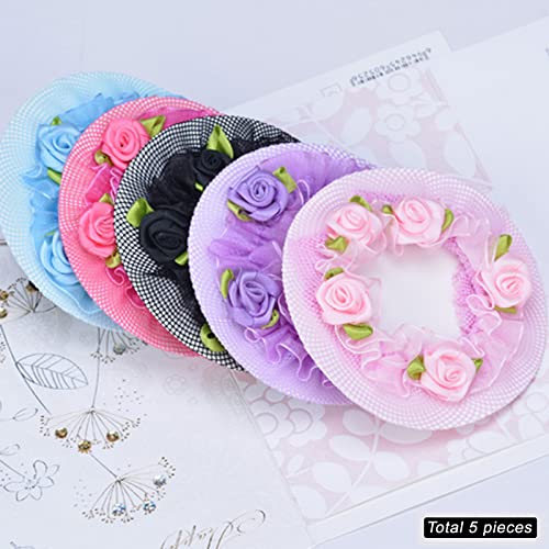 IRIIRIO 5pcs Colored Hair Nets Hair Snood Flower Edge Elastic Band Bun Cover for Ballet Dancer Skating Gymnastics Performance Dancers Hair Accessories - Image 2