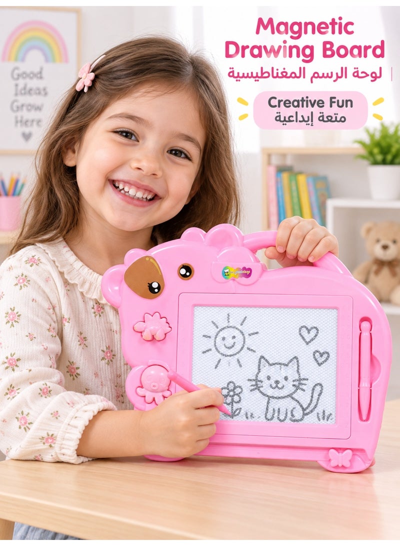 Donia Drawing Board Doodle Board Writing Painting And Learning Board With 2 Magnet Shapes For Kids Light Pink color - Image 2