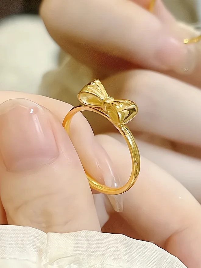 Take Two  Golden Bow Ring for Women | Best Price UAE