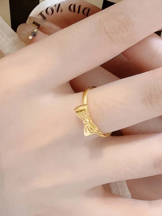Take Two  Golden Bow Ring for Women | Best Price UAE
